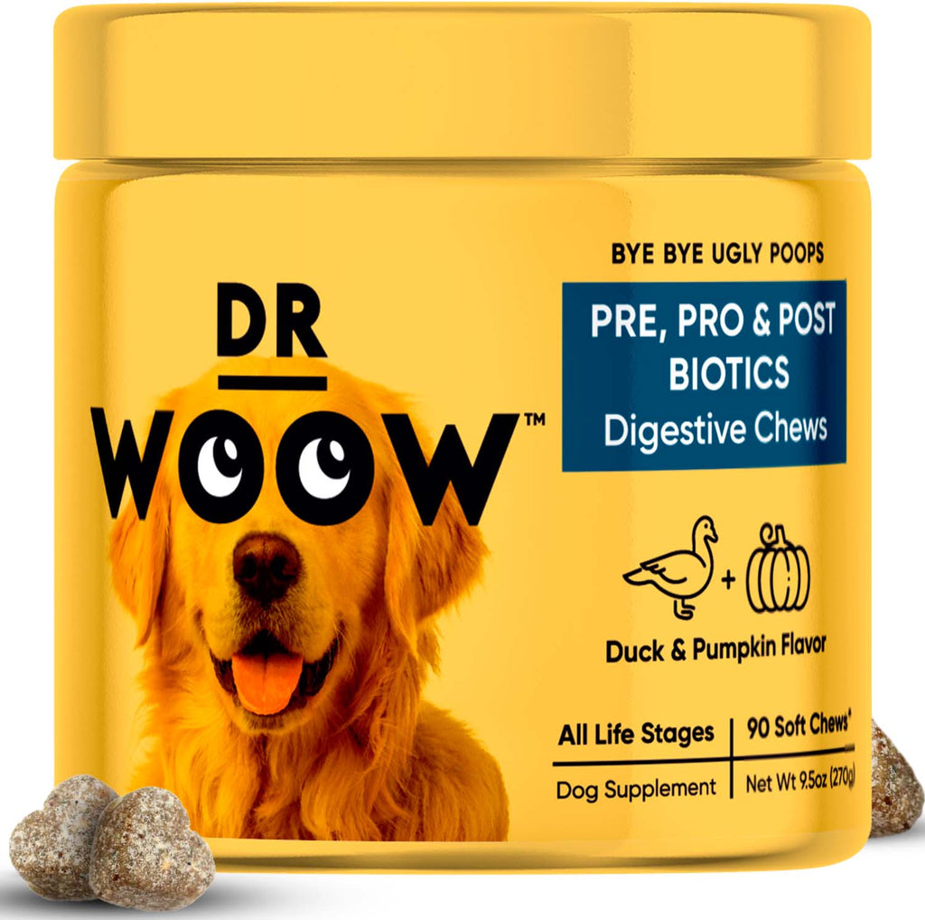Dr Woow prebiotic, probiotic and postbiotic pumpkin and duck flavor supplement