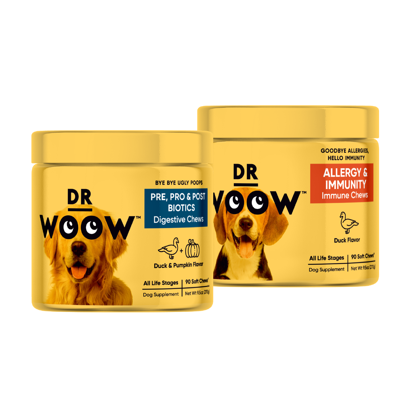 Dr Woow Dog Supplement Best seller Bundle Pre, Pro, Post Biotic and Allergy & Immunity