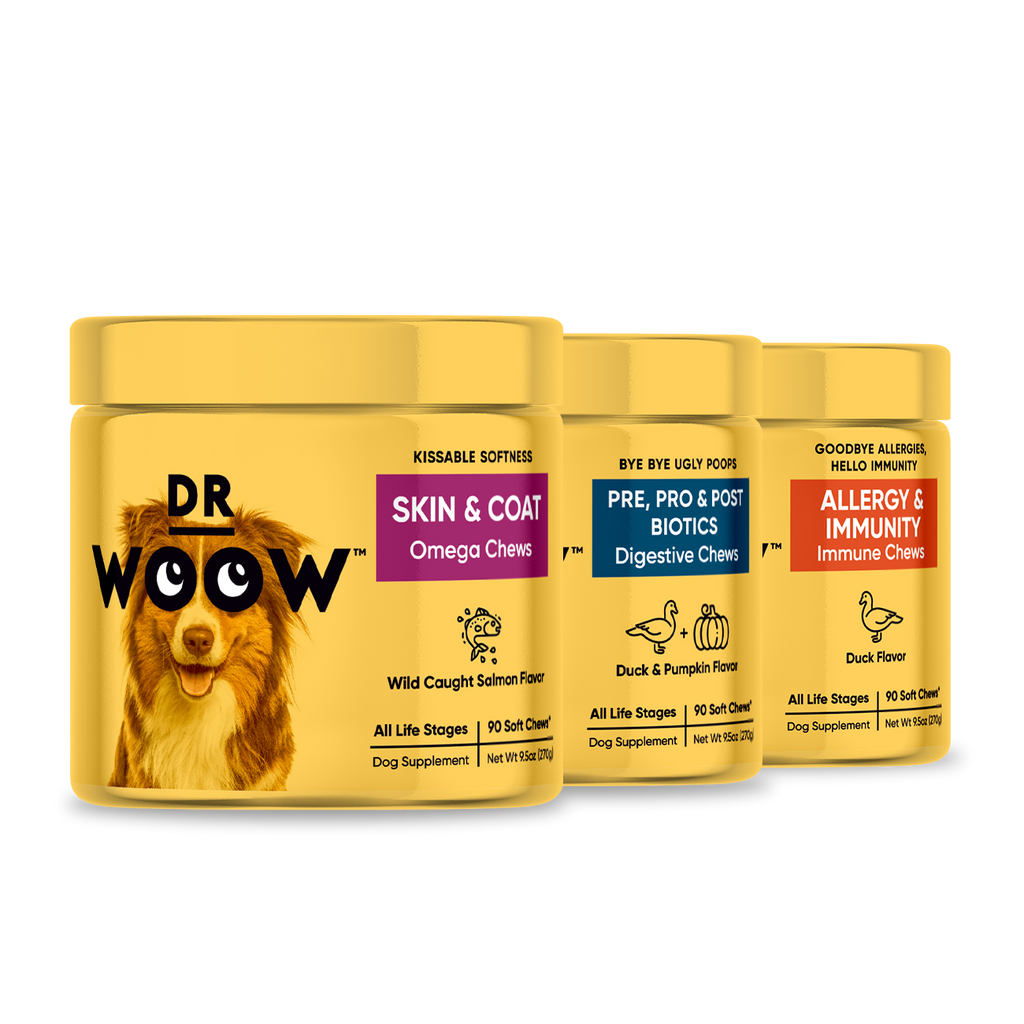 Dr Woow Skin and Coat, Digestion, and allergy chews tin